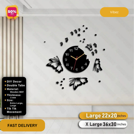 Butterfly Wooden Wall Clock