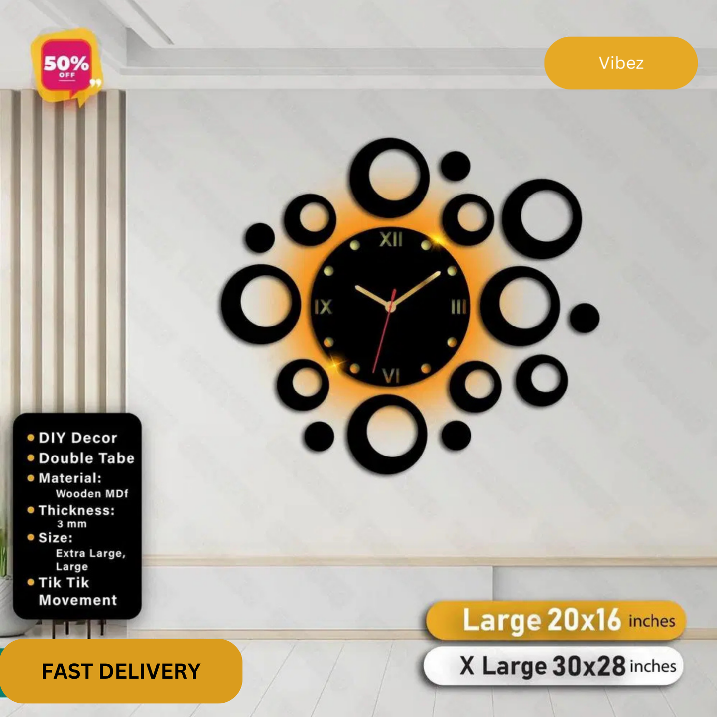 Circle Clock Wooden Wall Clock
