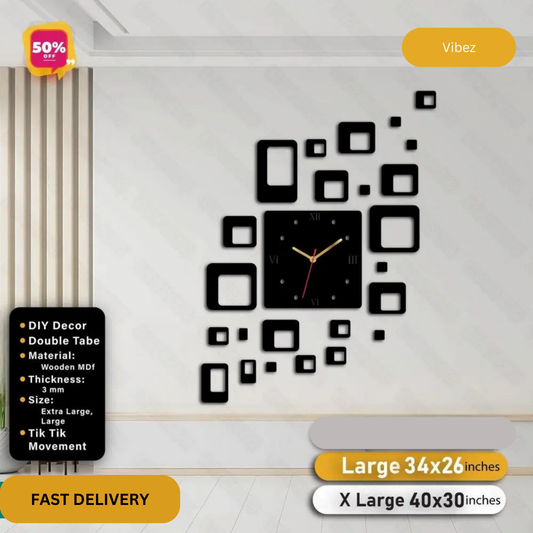 Square Box Wooden Wall Clock