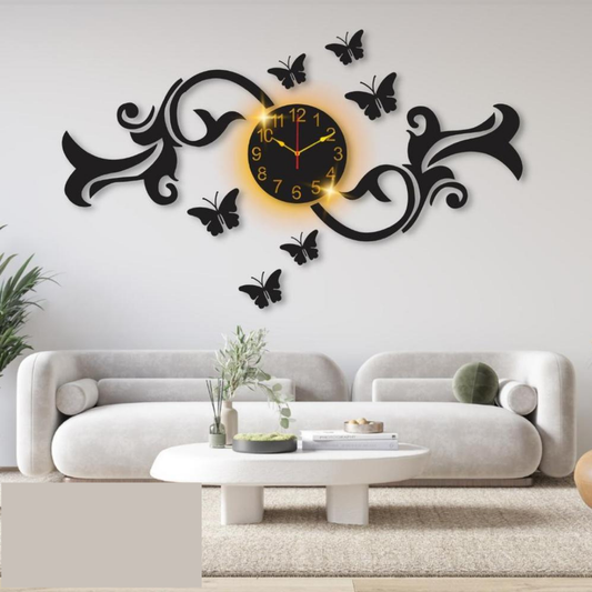Butterfly Design Laminated Wall Clock With Backlight