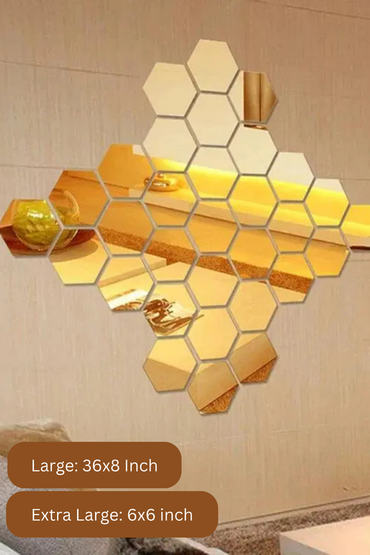 Golden Acrylic Hexagon Wall Decor 6 pcs