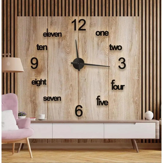 3d DIY Wooden Big 11 Wall Clock