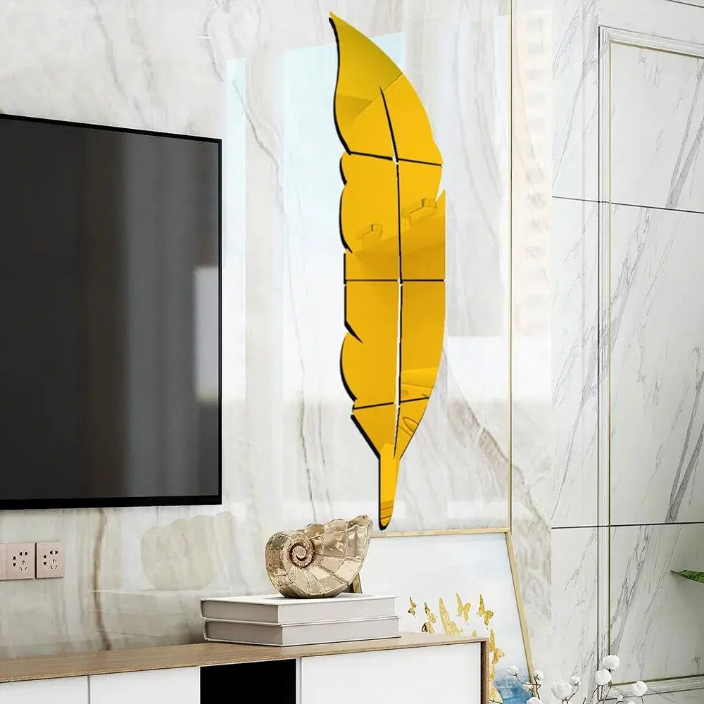 Golden Acrylic Leaf For Wall Decor