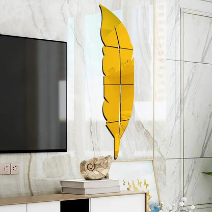 Golden Acrylic Leaf For Wall Decor